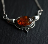 Beautiful Chain Vintage Baltic Amber Pendant Silver Necklace - Baga Ethnik Living Default Title
