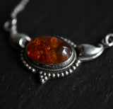 Beautiful Chain Vintage Baltic Amber Pendant Silver Necklace - Baga Ethnik Living Default Title