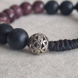 Tibetan Ruby & Lava Stone Bead Bracelet with Himalayan Spacers