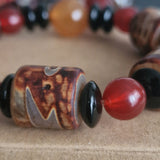 Himalayan Handmade Agate Dzi Bead Bracelet – Tibetan Endless Knot Design