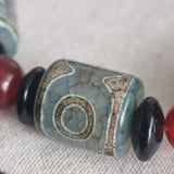Handmade Pale Green Himalayan Agate 3-Eye Dzi Bracelet
