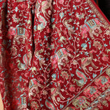 Tilla Embroidery Fine Pashmina Wool Shawl – Wine Red