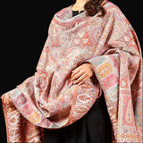Pashmina Wool Multicolored Floral Kani Weaved Shawl – Pale Pink