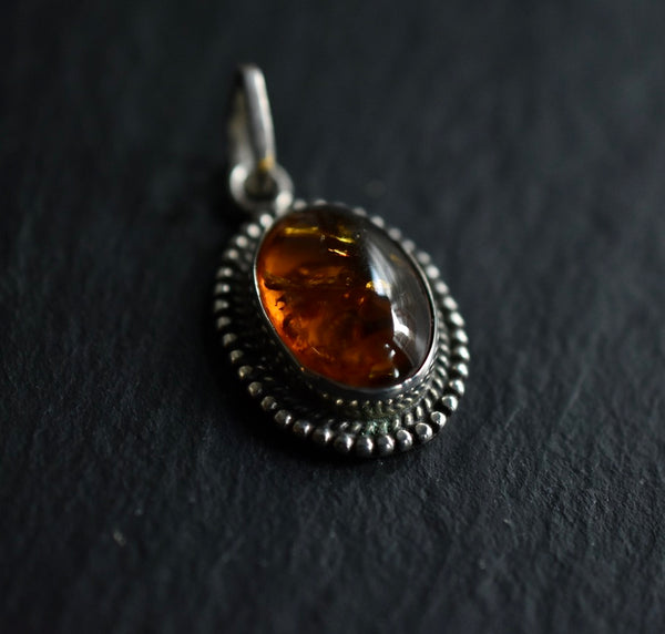 Marcasite Baltic Amber Silver Sterling 925 Pendant
