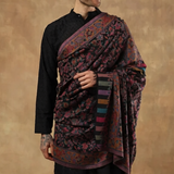 Black Men's Kashmiri Pashmina Shawl - Luxury and Lightweight