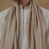 Kashmiri Kullu Natural Beige Pashmina Stole For Men
