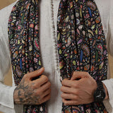 Paisley Print Multi-Coloured Men's Kashmiri Stole - Black