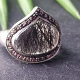 Stunning Statement Piece Rutilated Quartz Silver Sterling Ring - Baga Ethnik Living Default Title Rings