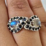 Infinity Sapphire and Moonstone 925 Sterling Silver Ring - Baga Ethnik Living Default Title Rings