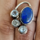 Extravagant Lapis Lazuli and Faceted Blue Topaz Silver Sterling Ring - Baga Ethnik Living Default Title Rings