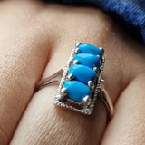 Bright Blue Turquoise 925 Sterling Silver Ring - Baga Ethnik Living Default Title Rings