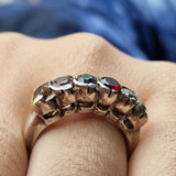 Semi-Precious Vintage Multi-Gemstone Sterling Silver Ring - Baga Ethnik Living Default Title Rings