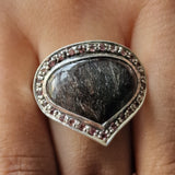Stunning Statement Piece Rutilated Quartz Silver Sterling Ring - Baga Ethnik Living Default Title Rings