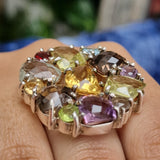Semi Precious Faceted Multi Stone 925 Sterling Silver Ring - Baga Ethnik Living Default Title Rings