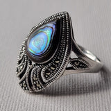 Handcrafted Labradorite Gemstone Marcasite Sterling Silver Ring - Baga Ethnik Living Default Title Rings
