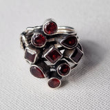 Handcrafted Artisan Himalayan Red Garnet Cluster Silver Sterling Ring - Baga Ethnik Living Default Title Rings