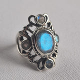 Elegant Vintage Himalayan Labradorite Sterling Silver 925 Ring - Baga Ethnik Living Default Title Rings