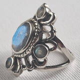 Elegant Vintage Himalayan Labradorite Sterling Silver 925 Ring - Baga Ethnik Living Default Title Rings