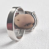 Dendritic White Agate Silver Sterling Oval Ring - Baga Ethnik Living Default Title Rings