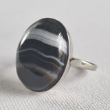 Simple Oval Agate Silver Sterling 925 Ring - Baga Ethnik Living Default Title Rings