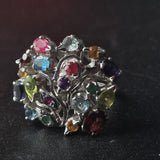 Tree of Life Multi Gemstone 925 Sterling Silver Ring - Baga Ethnik Living Default Title Rings
