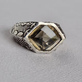 Vintage Handmade Smoky Quartz Faceted 925 Silver Sterling Ring - Baga Ethnik Living Default Title Rings