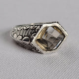 Vintage Handmade Smoky Quartz Faceted 925 Silver Sterling Ring - Baga Ethnik Living Default Title Rings