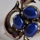 Striking Silver Dolphin with Ruby and Blue Cats Eye 925 Ring - Baga Ethnik Living Default Title Rings