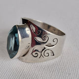 Blue Topaz Handcrafted Solid 925 Silver Sterling Ring Gift for Him - Baga Ethnik Living Default Title Rings