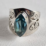 Blue Topaz Handcrafted Solid 925 Silver Sterling Ring Gift for Him - Baga Ethnik Living Default Title Rings
