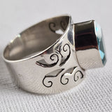 Blue Topaz Handcrafted Solid 925 Silver Sterling Ring Gift for Him - Baga Ethnik Living Default Title Rings