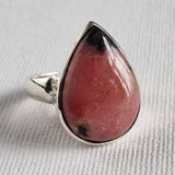 Boho Teardrop Rhodonite Silver Sterling 925 Ring - Baga Ethnik Living Default Title Rings