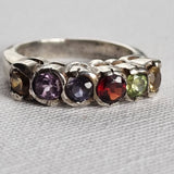 Semi-Precious Vintage Multi-Gemstone Sterling Silver Ring - Baga Ethnik Living Default Title Rings