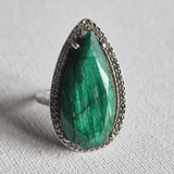 Himalayan Gemstone Natural Green Emerald 925 Sterling Silver Ring - Baga Ethnik Living Default Title Rings