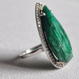 Himalayan Gemstone Natural Green Emerald 925 Sterling Silver Ring - Baga Ethnik Living Default Title Rings