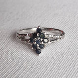 Clustered Blue Sapphire Silver Ring Engagement Ring - Baga Ethnik Living Default Title Rings