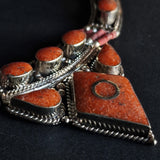 Handmade Coral Inlay Tibetan Silver Himalayan Necklace Jewellery - Baga Ethnik Living Default Title Necklaces