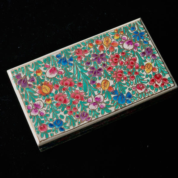 Beautiful Handcrafted Kashmiri Paper Mache Multi-Coloured Floral Box