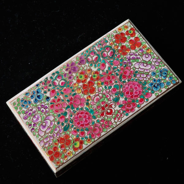 Authentic Artisan Kashmiri White Floral Colourful Paper Mache Box For a Unique Gift