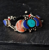 Handmade Tibetan Coral Lapis Turquoise Silver Bracelet Jewellery - Baga Ethnik Living Default Title Bracelets