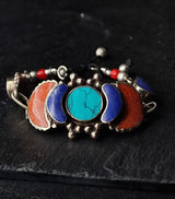 Handmade Tibetan Coral Lapis Turquoise Silver Bracelet Jewellery - Baga Ethnik Living Default Title Bracelets