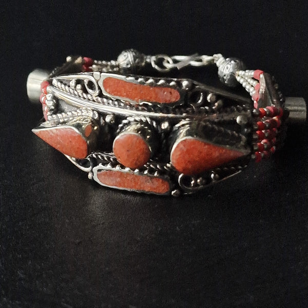 Red Coral Tibetan Handmade Unique Bracelet