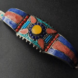 Mantra Tibetan Silver Turquoise Coral Lapis Handmade Bracelet - Baga Ethnik Living Default Title Bracelets