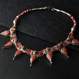 Tibetan Coral Handmade Bohemian Silver Necklace - Baga Ethnik Living Default Title Necklaces