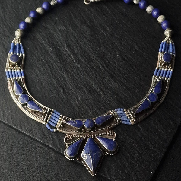 Gorgeous Lapis Lazuli Gemstone Necklace Tibetan Jewelry