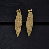 Brass Hammered Leaf Shaped Earrings - Baga Ethnik Living Default Title Earrings