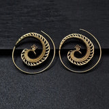 Brass Graceful Peacock Spiral Handmade Earrings - Baga Ethnik Living Default Title Earrings