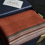 Ultra-Soft Striped Handmade Kashmiri Pashmina Scarf - Rustic Orange - Baga Ethnik Living Default Title Accessories:Scarves & Wraps