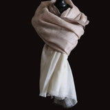 Kashmiri Paisley Weave Handwoven Pashmina Scarf - Cream white - Baga Ethnik Living Default Title Accessories:Scarves & Wraps