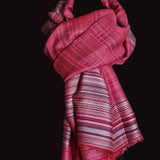 Colourful Kashmiri Stripped Pashmina Scarf - Rich Berry - Baga Ethnik Living Default Title Shawl